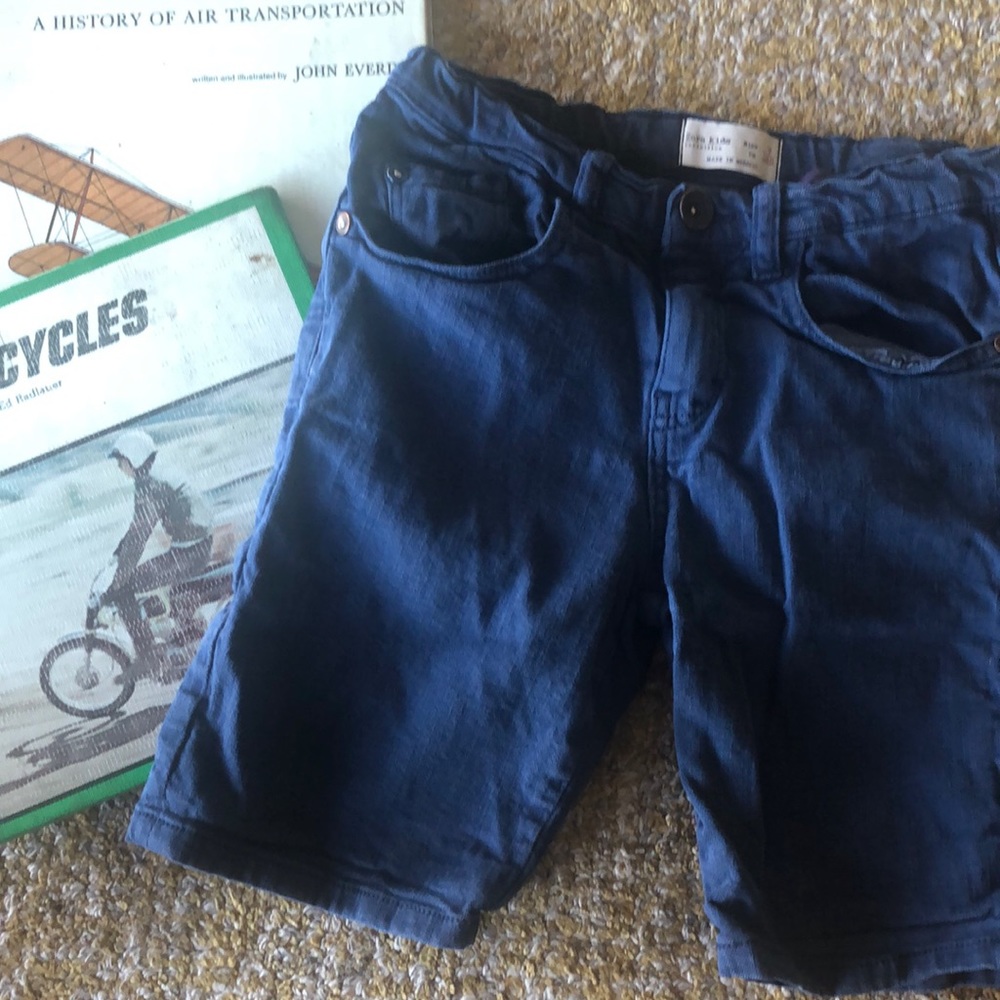 Zara Kids blue shorts w/ button closure and elastic size adjustment